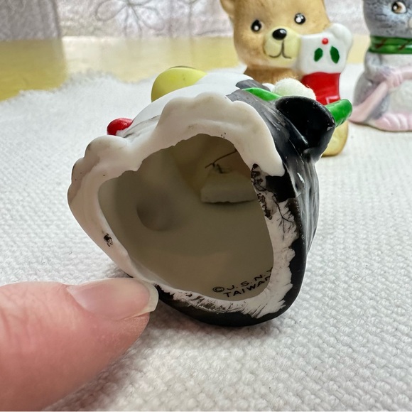 Set of Three Vintage Bell Christmas Ornaments by JSNY Taiwan Penguin Bear Mouse - Picture 5 of 7